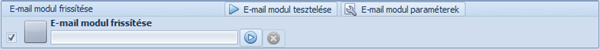 Az "E-mail modul frissítése" panelen indítható a Kontrolling mail moduljának frissítési művelete. Ugyanitt 2 gomb is van: "E-mail modul tesztelése" és "E-mail modul paraméterek"
