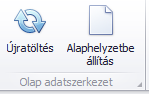 A trafó fenti szalagmenüjének "Olap adatszerkezet" csoportjában 2 menüpont található: Újratöltés; Alaphelyzetbe állítás